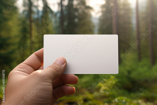 blank business card mock up with nature with Generative AI