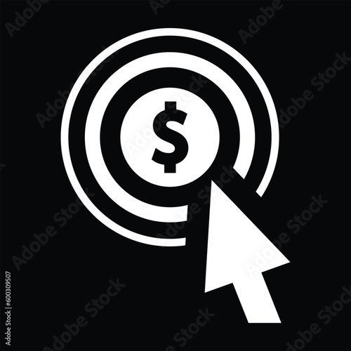 Pay per click icon on black background