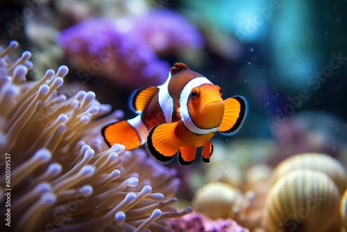 Clown Fish in Aquarium. Generative AI