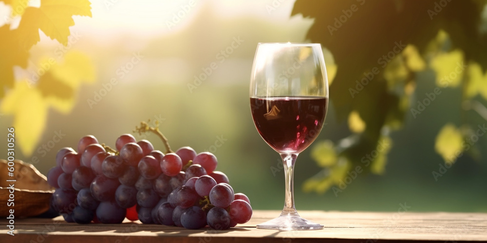 red wine and grapes, generated AI