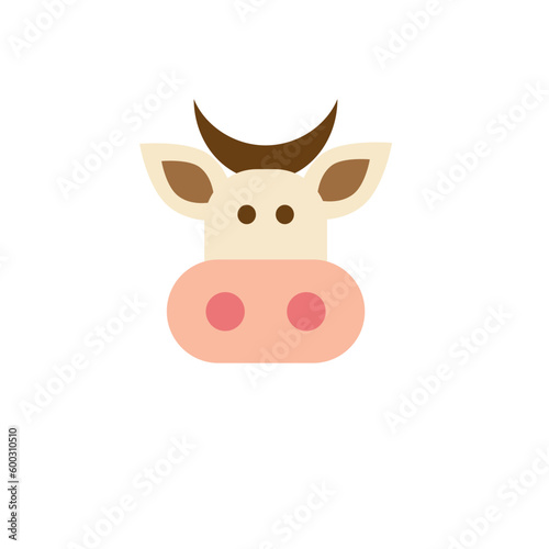 Cow cartoon on white background, vector illustration in flat cartoon design.