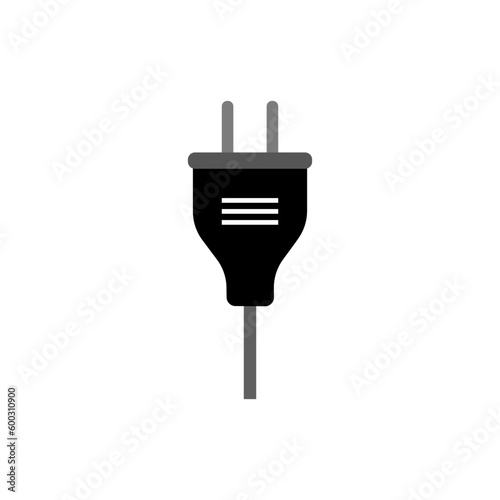 Plug silhouette icon on white background, vector illustration in flat design.