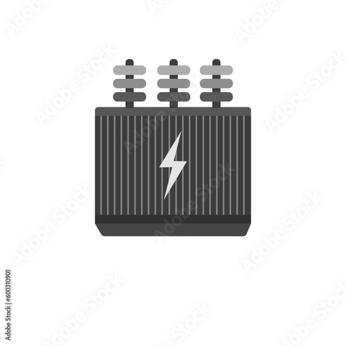 Autotransformer silhouette cartoon on white background, vector illustration in flat cartoon design.