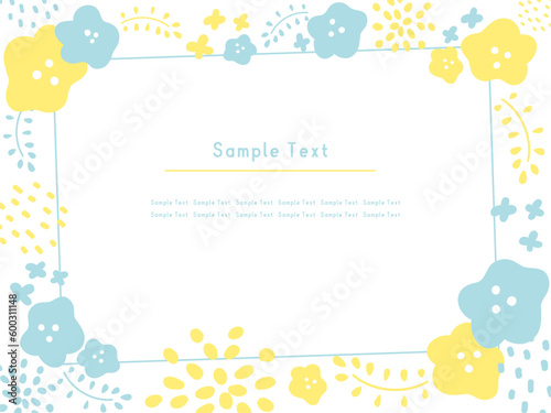 北欧風でかわいい　お花と葉っぱの背景フレーム