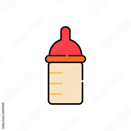 baby bottle isolated on white background, vector illustration in flat design.