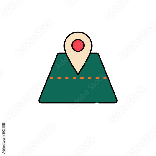 green map pointer on white background, vector illustration in flat design.