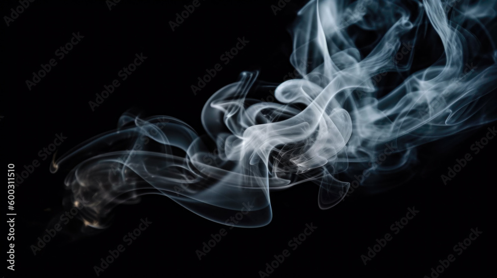 Fototapeta premium White Smoke On A Matte Black Background Created Using Artificial Intelligence For Graphic Works And Advertising