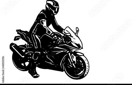 "Motorcycle Rider Silhouette in Action"
"Sleek Motorcycle Silhouette Illustration"