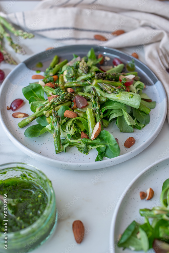 Spring salad with dandelion, asparagus, wild garlic Spring salad with dandelion, asparagus, wild garlic