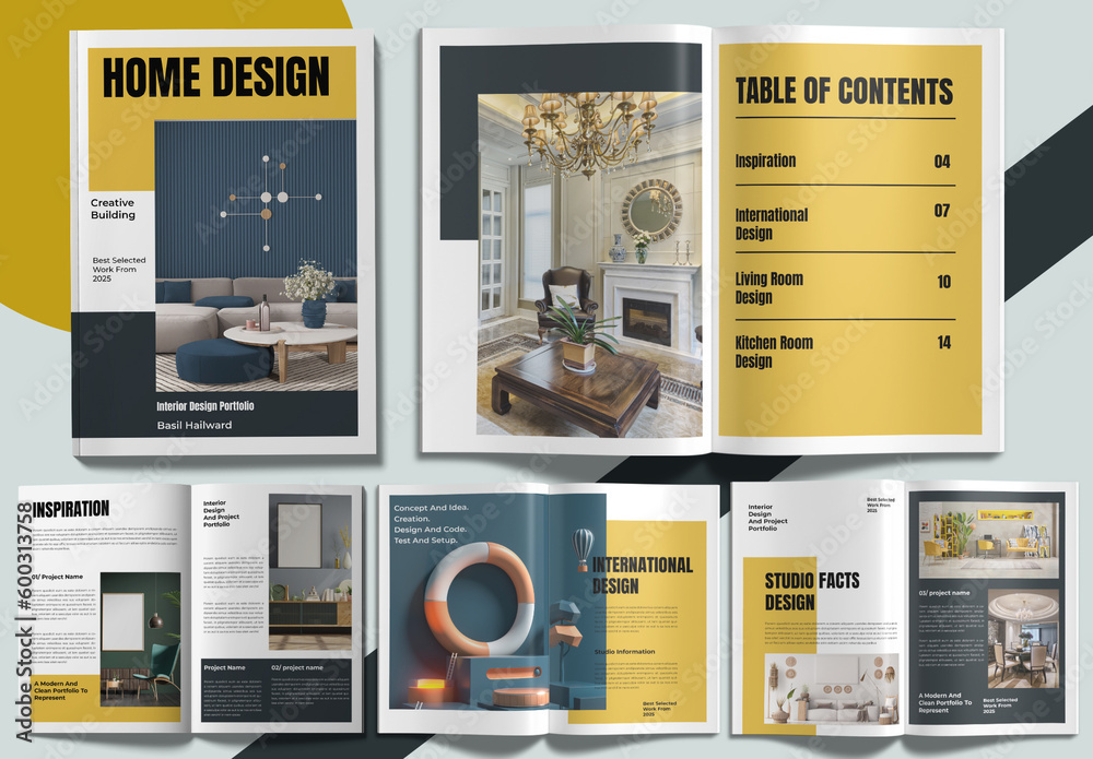 Interior Design Portfolio Design Template Stock Template | Adobe Stock