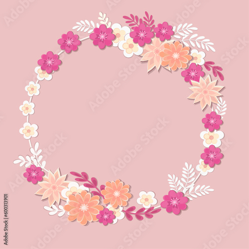 Vector floral frame, abstract decorative flowers, copy space for text, greeting card.