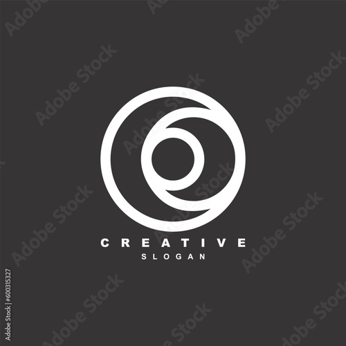 Abstract linear circle moon logo design. letter CO COC logo for your brand or business