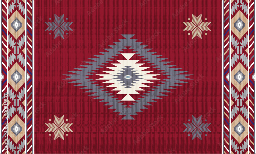 Navajo tribal vector seamless pattern. Native American ornament. Ethnic South Western decor style. Boho geometric ornament. Vector seamless pattern. Mexican blanket, rug. Woven carpet illustration	
