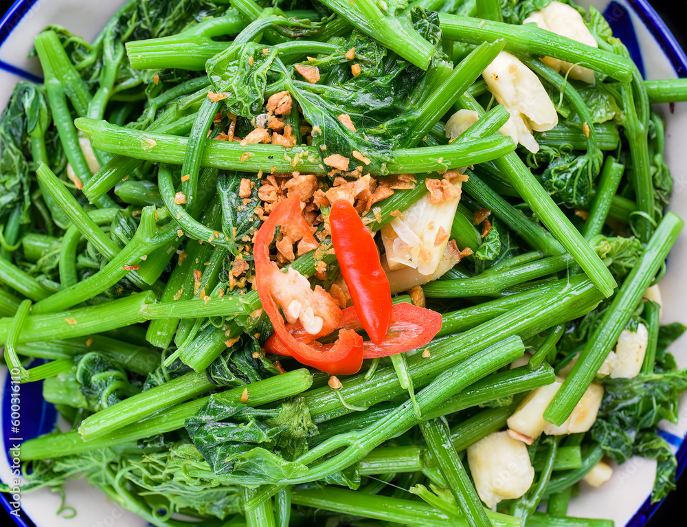 Vietnamese stir fried morning glory with garlic Vietnamese stir fried morning glory with garlic