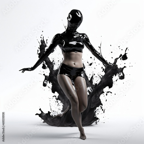 Abstract haute couture fashion model. Designed using generative ai