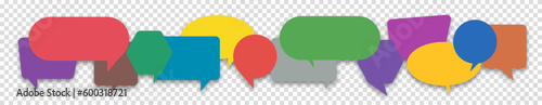 Set of colorful dialog speech bubbles sign icons on transparent background. Communication concept. Vector illustration.