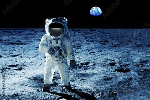 Fototapeta Naklejka Na Ścianę i Meble -  Astronaut on the moon, space exploration. Elements of this image furnishing NASA.