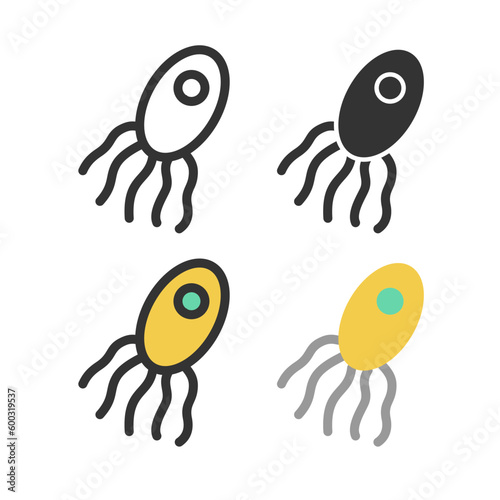 Bacteria, microbe, virus outline vector icon set
