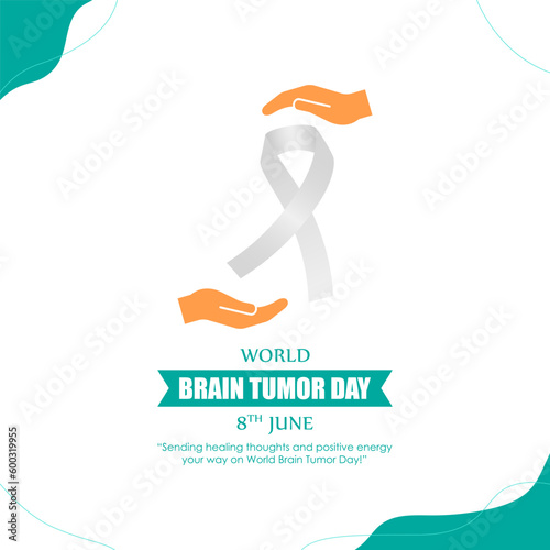 Vector illustration of World Brain Tumor Day 8 June social media story feed mockup template