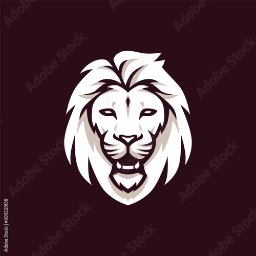 Fierce Lion head vector illustration template. Big cat logo clipart. Can be used for badges, banners, or signs.