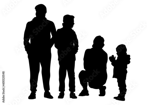 Families with child on white background