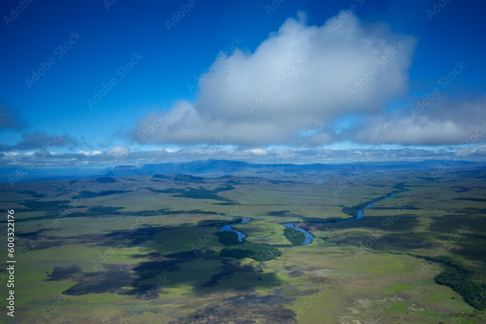 Flight over the Gran Sabana in Venezuela, view from helicopter