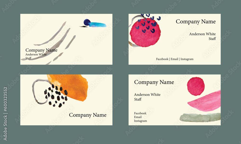 business card package template abstract watercolor