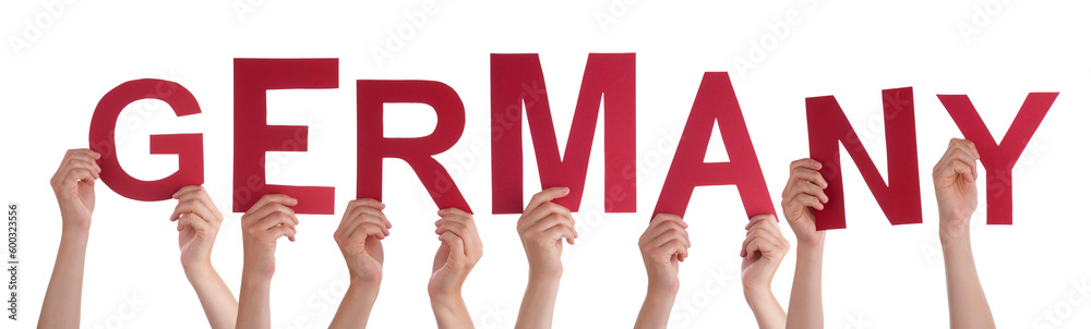 Obraz premium People Hands Building Word Germany, Isolated Background