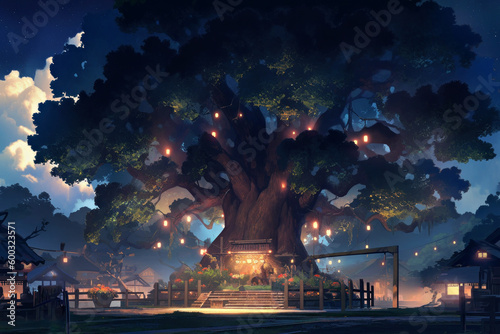 Giant sacred camphor tree, Generative AI © HiroSund