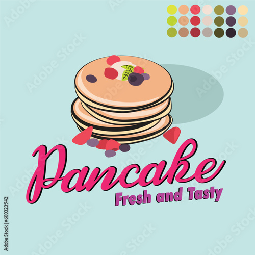 Food Pancake Illustration Vector Logo and Mascot Template