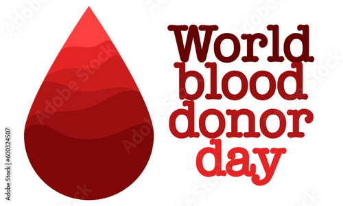 Vector background of the World Blood Donor Day. Informational poster with a red drop of shades. June 14th. The concept of hemophilia Day A large drop of blood is a symbol of help and layers of filling