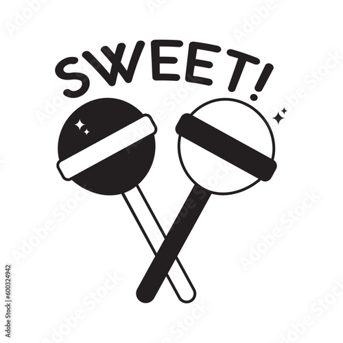 Sweet Lolipop doodle vector outline icon. EPS 10 file