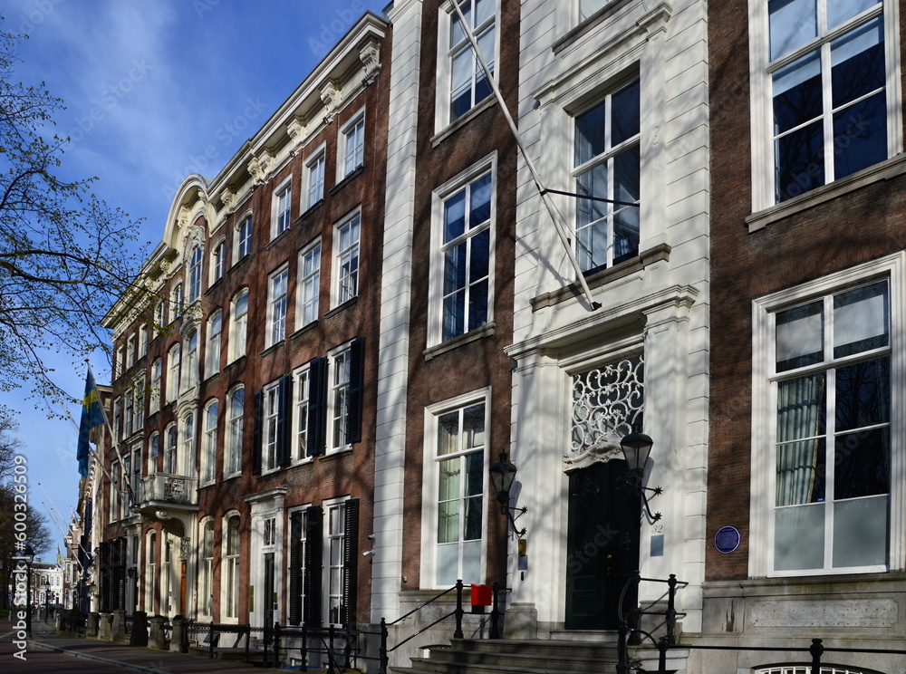 Historical Buildings in the Old Town of The Hague, the Capital City of the Netherlands