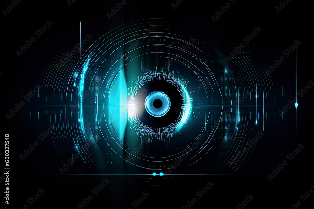 Fototapeta premium Digital eye, data network and cyber security technology, vector background