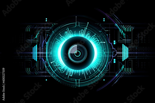 Wallpaper Mural Digital eye, data network and cyber security technology, vector background Torontodigital.ca