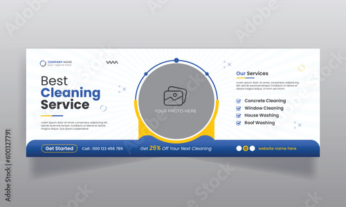 Cleaning service social media facebook cover and web banner template