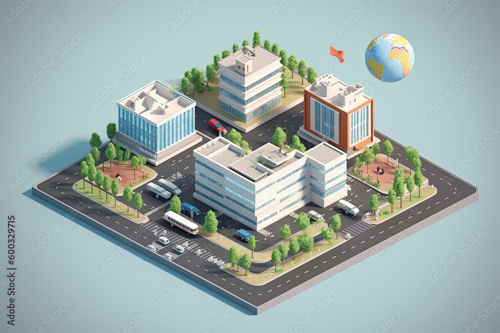 Obraz premium Hospital isometric on earth.3d rendering