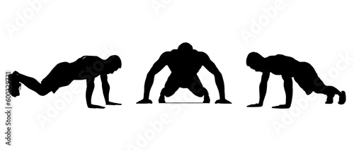 A person doing push-ups silhouette black filled vector Illustration icon