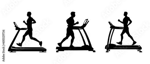 A person using a treadmill at silhouette black filled vector Illustration icon