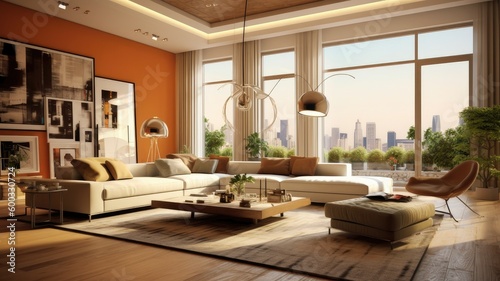 Modern Italian Living Room with modern furniture render © Interactify