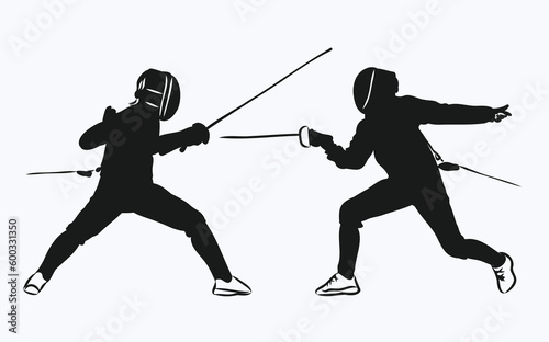 Black silhouette of fencing-competition