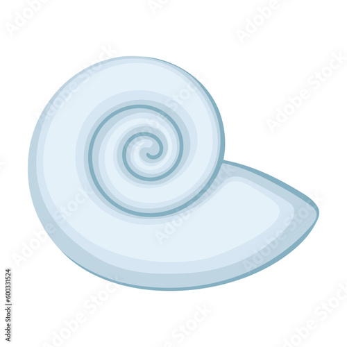 Vector illustration. Sea underwater snail shell. Spiral shell.