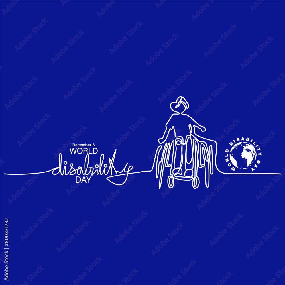 World Disability day, poster and banner, One line drawing illustration. World Disability day, poster and banner, One line drawing illustration.