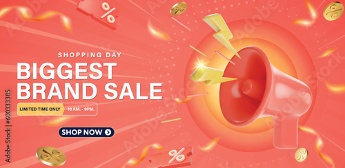 Realistic 3D megaphone Vector and 3D elements are available for use on online shopping websites or in social media advertising.