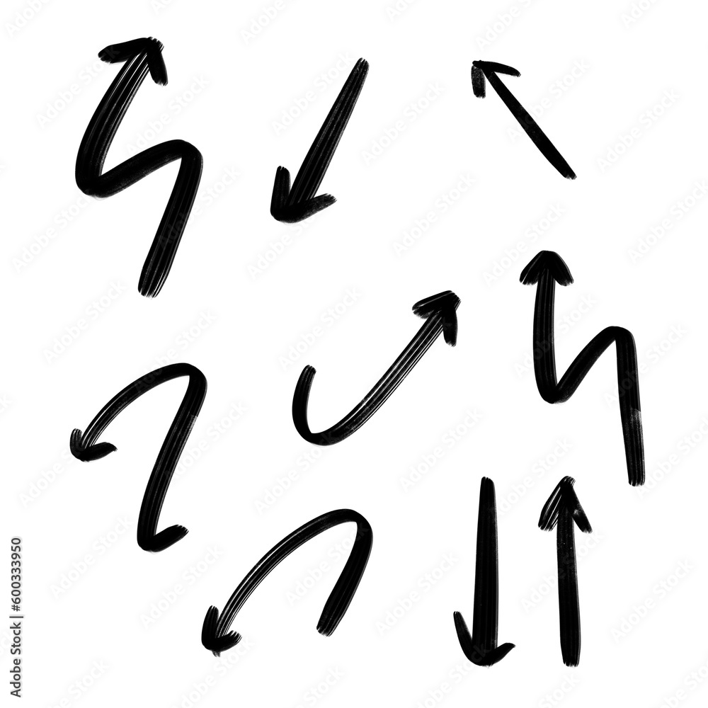 Vector hand drawn arrow elements isolated on white. Vector set of hand-drawn arrows, elements for presentation. hand drawn arrows
