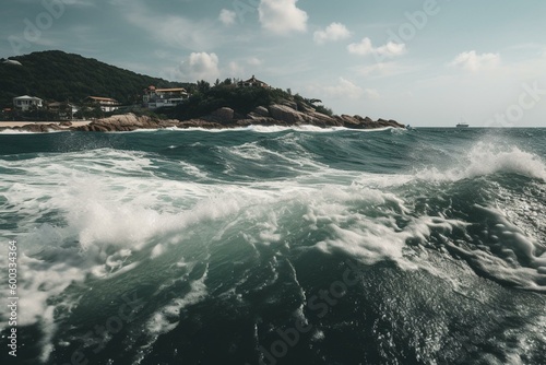 Phuket, Thailand's choppy sea surface. Generative AI © Jax