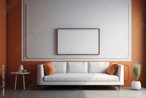 mock up poster frame in modern interior background generated ai