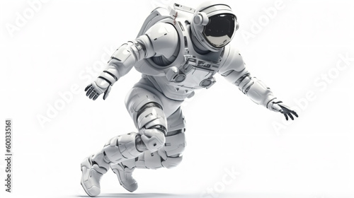 astronaut is running on white background