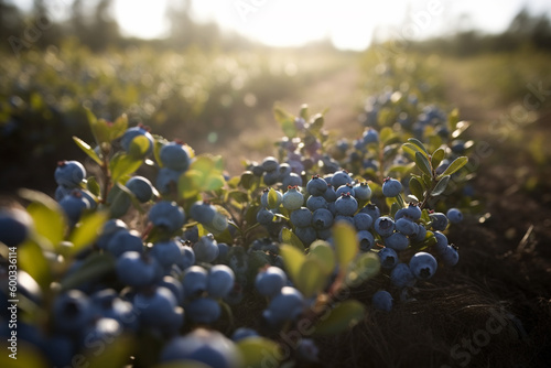 Fotografija Blueberry plantation. Generative ai
