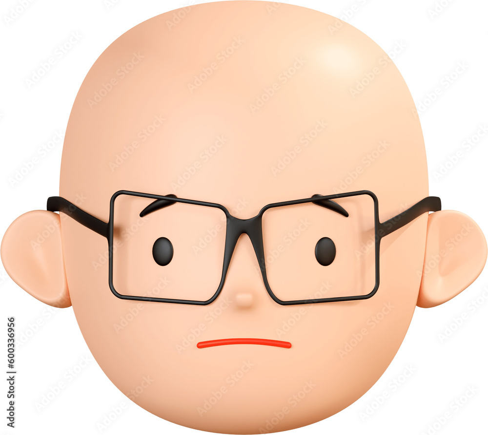 3D Render Sad Face Of Boy Character Emoji